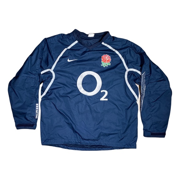 Vintage Y2K Nike England Rugby O2 Warmup Windbreaker Pullover Jacket Mens Medium - Picture 1 of 16
